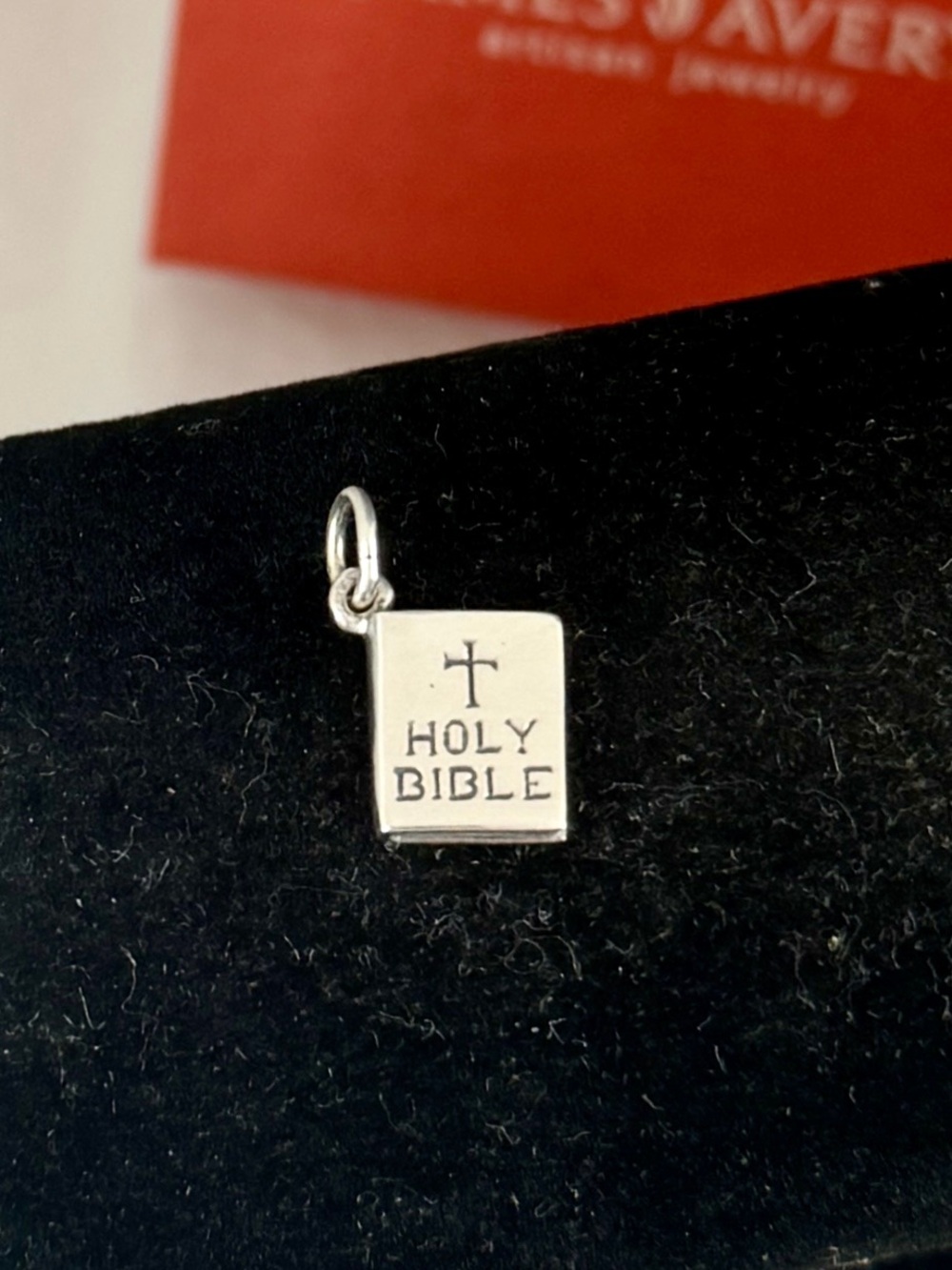 JAMES AVERY Sterling Silver 3-D Holy Bible Charm Pendant; Un-Cut